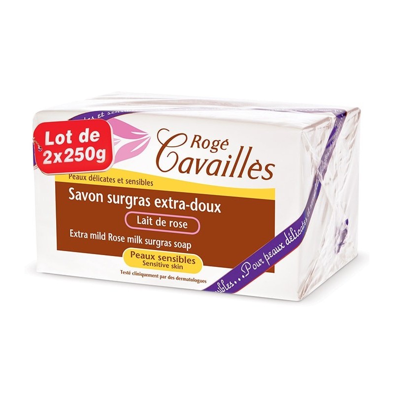 Rogé Cavailles Savon Surgras Extra-Doux Lait Rose lot de 2